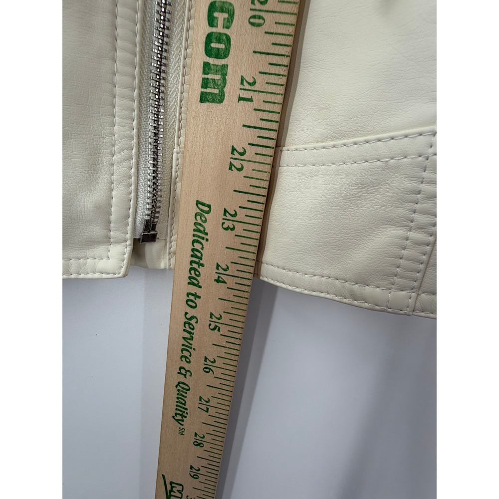 DB Studio Bridal Biker MotoJacket Women XL Ivory Faux Leather Happily Ever After - Picture 11 of 12